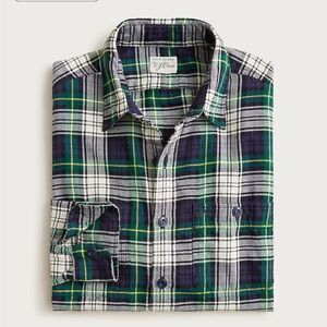 J. Crew Men's Blue and Green Plaid Shirt